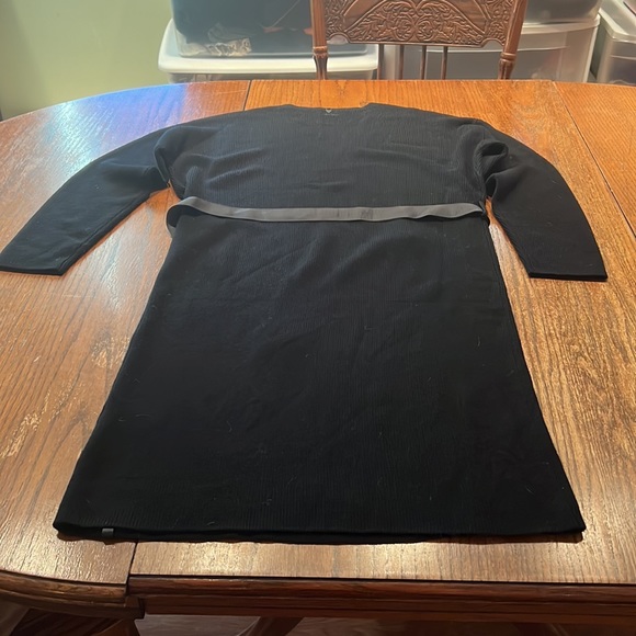Rudsak Black Wool Knit Sweater Dress With Ribbon Cinch Belt Size L - Picture 9 of 11